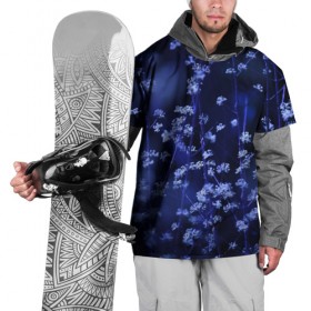 Накидка на куртку 3D с принтом Ночные цветы в Тюмени, 100% полиэстер |  | Тематика изображения на принте: лепестки | ночь | прикольные картинки | синий | цветочки | цветы
