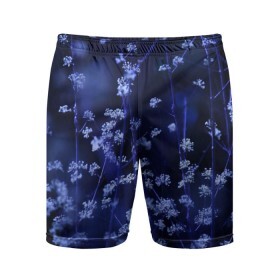 Мужские шорты 3D спортивные с принтом Ночные цветы в Тюмени,  |  | Тематика изображения на принте: лепестки | ночь | прикольные картинки | синий | цветочки | цветы