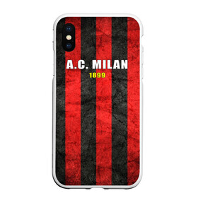 Чехол для iPhone XS Max матовый с принтом A C Milan в Тюмени, Силикон | Область печати: задняя сторона чехла, без боковых панелей | болельщик | италия | клуб | милан | фанат | футбол | футболист