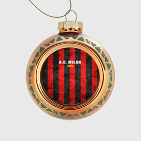 Стеклянный ёлочный шар с принтом A.C. Milan в Тюмени, Стекло | Диаметр: 80 мм | болельщик | италия | клуб | милан | фанат | футбол | футболист