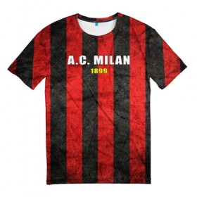 Мужская футболка 3D с принтом A.C. Milan в Тюмени, 100% полиэфир | прямой крой, круглый вырез горловины, длина до линии бедер | болельщик | италия | клуб | милан | фанат | футбол | футболист