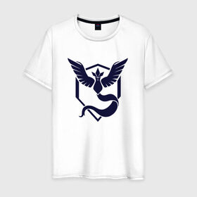 Мужская футболка хлопок с принтом Mystic team в Тюмени, 100% хлопок | прямой крой, круглый вырез горловины, длина до линии бедер, слегка спущенное плечо. | pokemon | pokemongo | покемон | покемонго | покемоны