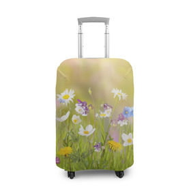 Чехол для чемодана 3D с принтом Солнечная нежность в Тюмени, 86% полиэфир, 14% спандекс | двустороннее нанесение принта, прорези для ручек и колес | лепестки | лучи | прикольные картинки | солнце | цветочки | цветы
