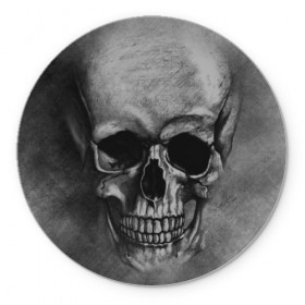 Коврик круглый с принтом Череп в Тюмени, резина и полиэстер | круглая форма, изображение наносится на всю лицевую часть | skelet | skull | кости | мертвец | серый | скелет | череп