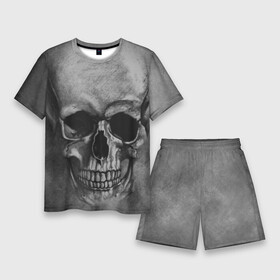 Мужской костюм с шортами 3D с принтом Череп в Тюмени,  |  | skelet | skull | кости | мертвец | серый | скелет | череп
