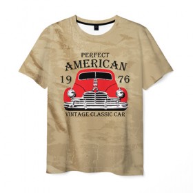 Мужская футболка 3D с принтом American retro auto в Тюмени, 100% полиэфир | прямой крой, круглый вырез горловины, длина до линии бедер | Тематика изображения на принте: 