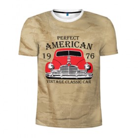 Мужская футболка 3D спортивная с принтом American retro auto в Тюмени, 100% полиэстер с улучшенными характеристиками | приталенный силуэт, круглая горловина, широкие плечи, сужается к линии бедра | Тематика изображения на принте: 
