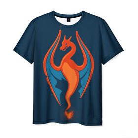 Мужская футболка 3D с принтом Fire в Тюмени, 100% полиэфир | прямой крой, круглый вырез горловины, длина до линии бедер | bulbasaur | pikachu | pokemon | squirtle | бальбазар | пикачу | покемон | сквиртл