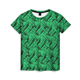 Женская футболка 3D с принтом Металл с тиснением зеленый в Тюмени, 100% полиэфир ( синтетическое хлопкоподобное полотно) | прямой крой, круглый вырез горловины, длина до линии бедер | 