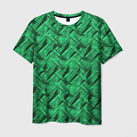 Мужская футболка 3D с принтом Металл с тиснением зеленый в Тюмени, 100% полиэфир | прямой крой, круглый вырез горловины, длина до линии бедер | Тематика изображения на принте: 