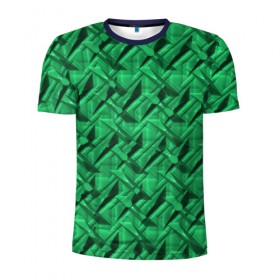 Мужская футболка 3D спортивная с принтом Металл с тиснением зеленый в Тюмени, 100% полиэстер с улучшенными характеристиками | приталенный силуэт, круглая горловина, широкие плечи, сужается к линии бедра | Тематика изображения на принте: 