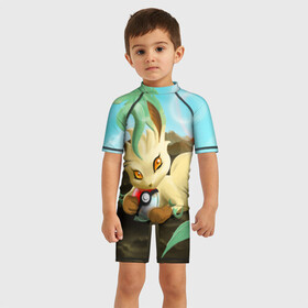 Детский купальный костюм 3D с принтом Лиса в Тюмени, Полиэстер 85%, Спандекс 15% | застежка на молнии на спине | bulbasaur | pikachu | pokemon | squirtle | бальбазар | пикачу | покемон | сквиртл