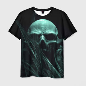 Мужская футболка 3D с принтом Череп на дне в Тюмени, 100% полиэфир | прямой крой, круглый вырез горловины, длина до линии бедер | вода | водоросли | дьявол | монстр | прикольные картинки | череп