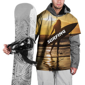 Накидка на куртку 3D с принтом Surfing в Тюмени, 100% полиэстер |  | волна | девушка | море | прикольные картинки | сёрфинг | солнце | спорт | экстрим