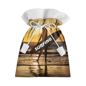 Подарочный 3D мешок с принтом Surfing в Тюмени, 100% полиэстер | Размер: 29*39 см | Тематика изображения на принте: волна | девушка | море | прикольные картинки | сёрфинг | солнце | спорт | экстрим
