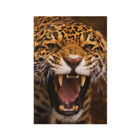Обложка для паспорта матовая кожа с принтом Леопард в Тюмени, натуральная матовая кожа | размер 19,3 х 13,7 см; прозрачные пластиковые крепления | дикая кошка | клыки | леопард | оскал | хищник