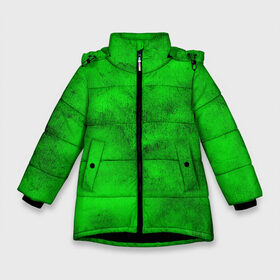 Зимняя куртка для девочек 3D с принтом Green в Тюмени, ткань верха — 100% полиэстер; подклад — 100% полиэстер, утеплитель — 100% полиэстер. | длина ниже бедра, удлиненная спинка, воротник стойка и отстегивающийся капюшон. Есть боковые карманы с листочкой на кнопках, утяжки по низу изделия и внутренний карман на молнии. 

Предусмотрены светоотражающий принт на спинке, радужный светоотражающий элемент на пуллере молнии и на резинке для утяжки. | зеленый | потертость