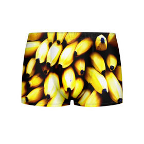 Мужские трусы 3D с принтом Бананы в Тюмени, 50% хлопок, 50% полиэстер | классическая посадка, на поясе мягкая тканевая резинка | Тематика изображения на принте: еда | желтый | фрукты