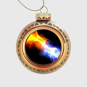 Стеклянный ёлочный шар с принтом Brisk Fire в Тюмени, Стекло | Диаметр: 80 мм | Тематика изображения на принте: дым | желтый | огонь | синий
