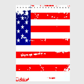Скетчбук с принтом Америка в Тюмени, 100% бумага
 | 48 листов, плотность листов — 100 г/м2, плотность картонной обложки — 250 г/м2. Листы скреплены сверху удобной пружинной спиралью | grunge | америка | сша | флаг