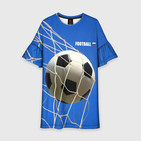 Детское платье 3D с принтом Футбол в Тюмени, 100% полиэстер | прямой силуэт, чуть расширенный к низу. Круглая горловина, на рукавах — воланы | ball | flag | gate | goal | net | russia | sky | soccer | ворота | гол | мяч | небо | россия | сетка | триколор | футбол | футбольный мяч