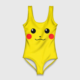 Купальник-боди 3D с принтом Happy Pikachu в Тюмени, 82% полиэстер, 18% эластан | Круглая горловина, круглый вырез на спине | Тематика изображения на принте: 