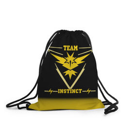 Рюкзак-мешок 3D с принтом Team Instinct в Тюмени, 100% полиэстер | плотность ткани — 200 г/м2, размер — 35 х 45 см; лямки — толстые шнурки, застежка на шнуровке, без карманов и подкладки | Тематика изображения на принте: go | instinct | pokemon | team | покемон