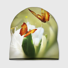 Шапка 3D с принтом Чудесные бабочки в Тюмени, 100% полиэстер | универсальный размер, печать по всей поверхности изделия | Тематика изображения на принте: бабочки | цветы