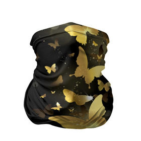 Бандана-труба 3D с принтом Золотые бабочки в Тюмени, 100% полиэстер, ткань с особыми свойствами — Activecool | плотность 150‒180 г/м2; хорошо тянется, но сохраняет форму | Тематика изображения на принте: бабочки | девушкам | злато | золото