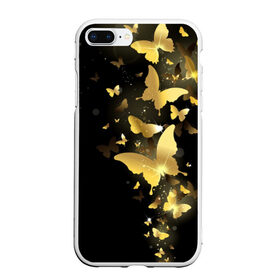 Чехол для iPhone 7Plus/8 Plus матовый с принтом Золотые бабочки в Тюмени, Силикон | Область печати: задняя сторона чехла, без боковых панелей | Тематика изображения на принте: бабочки | девушкам | злато | золото