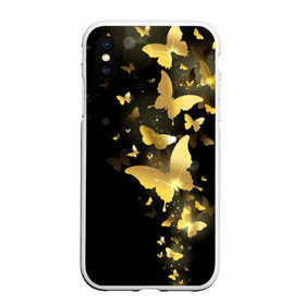 Чехол для iPhone XS Max матовый с принтом Золотые бабочки в Тюмени, Силикон | Область печати: задняя сторона чехла, без боковых панелей | Тематика изображения на принте: бабочки | девушкам | злато | золото