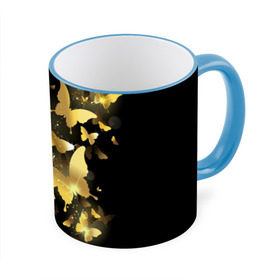 Кружка 3D с принтом Золотые бабочки в Тюмени, керамика | ёмкость 330 мл | Тематика изображения на принте: бабочки | девушкам | злато | золото