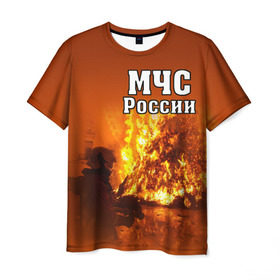 Мужская футболка 3D с принтом МЧС России в Тюмени, 100% полиэфир | прямой крой, круглый вырез горловины, длина до линии бедер | мчс | пожарный | россии