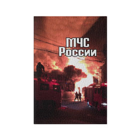 Обложка для паспорта матовая кожа с принтом МЧС в Тюмени, натуральная матовая кожа | размер 19,3 х 13,7 см; прозрачные пластиковые крепления | Тематика изображения на принте: мчс | пожарный | россии