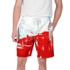Мужские шорты 3D с принтом Потертая краска в Тюмени,  полиэстер 100% | прямой крой, два кармана без застежек по бокам. Мягкая трикотажная резинка на поясе, внутри которой широкие завязки. Длина чуть выше колен | красный | яркий