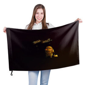 Флаг 3D с принтом Грустный Пикачу в Тюмени, 100% полиэстер | плотность ткани — 95 г/м2, размер — 67 х 109 см. Принт наносится с одной стороны | Тематика изображения на принте: пикачу
