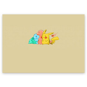 Поздравительная открытка с принтом Покемоны в Тюмени, 100% бумага | плотность бумаги 280 г/м2, матовая, на обратной стороне линовка и место для марки
 | пикачу