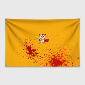 Флаг-баннер с принтом Пикачу-агрессор в Тюмени, 100% полиэстер | размер 67 х 109 см, плотность ткани — 95 г/м2; по краям флага есть четыре люверса для крепления | пикачу