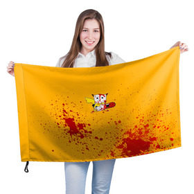 Флаг 3D с принтом Пикачу-агрессор в Тюмени, 100% полиэстер | плотность ткани — 95 г/м2, размер — 67 х 109 см. Принт наносится с одной стороны | пикачу