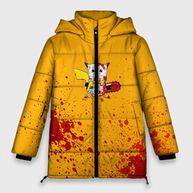 Женская зимняя куртка 3D с принтом Пикачу-агрессор в Тюмени, верх — 100% полиэстер; подкладка — 100% полиэстер; утеплитель — 100% полиэстер | длина ниже бедра, силуэт Оверсайз. Есть воротник-стойка, отстегивающийся капюшон и ветрозащитная планка. 

Боковые карманы с листочкой на кнопках и внутренний карман на молнии | пикачу