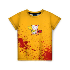 Детская футболка 3D с принтом Пикачу-агрессор в Тюмени, 100% гипоаллергенный полиэфир | прямой крой, круглый вырез горловины, длина до линии бедер, чуть спущенное плечо, ткань немного тянется | пикачу