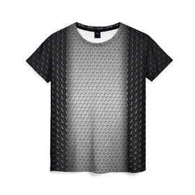 Женская футболка 3D с принтом Кольчужка в Тюмени, 100% полиэфир ( синтетическое хлопкоподобное полотно) | прямой крой, круглый вырез горловины, длина до линии бедер | кольчуга | металл | сетка