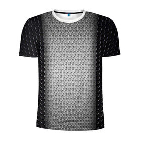Мужская футболка 3D спортивная с принтом Кольчужка в Тюмени, 100% полиэстер с улучшенными характеристиками | приталенный силуэт, круглая горловина, широкие плечи, сужается к линии бедра | Тематика изображения на принте: кольчуга | металл | сетка