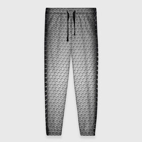 Женские брюки 3D с принтом Кольчужка в Тюмени, полиэстер 100% | прямой крой, два кармана без застежек по бокам, с мягкой трикотажной резинкой на поясе и по низу штанин. В поясе для дополнительного комфорта — широкие завязки | кольчуга | металл | сетка