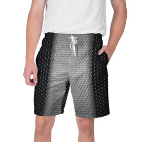 Мужские шорты 3D с принтом Кольчужка в Тюмени,  полиэстер 100% | прямой крой, два кармана без застежек по бокам. Мягкая трикотажная резинка на поясе, внутри которой широкие завязки. Длина чуть выше колен | кольчуга | металл | сетка