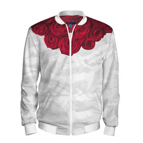 Мужской бомбер 3D с принтом Roses White в Тюмени, 100% полиэстер | застегивается на молнию, по бокам два кармана без застежек, по низу бомбера и на воротнике - эластичная резинка | розы цветы swag тренд мода клубная