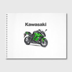 Альбом для рисования с принтом Kawasaky Ninja 1000 в Тюмени, 100% бумага
 | матовая бумага, плотность 200 мг. | Тематика изображения на принте: kawasaky