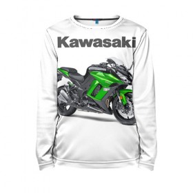 Детский лонгслив 3D с принтом Kawasaky Ninja 1000 в Тюмени, 100% полиэстер | длинные рукава, круглый вырез горловины, полуприлегающий силуэт
 | Тематика изображения на принте: kawasaky