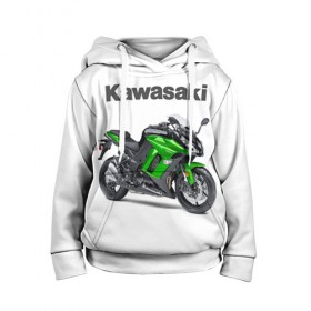 Детская толстовка 3D с принтом Kawasaky Ninja 1000 в Тюмени, 100% полиэстер | двухслойный капюшон со шнурком для регулировки, мягкие манжеты на рукавах и по низу толстовки, спереди карман-кенгуру с мягким внутренним слоем | kawasaky