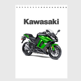 Скетчбук с принтом Kawasaky Ninja 1000 в Тюмени, 100% бумага
 | 48 листов, плотность листов — 100 г/м2, плотность картонной обложки — 250 г/м2. Листы скреплены сверху удобной пружинной спиралью | Тематика изображения на принте: kawasaky